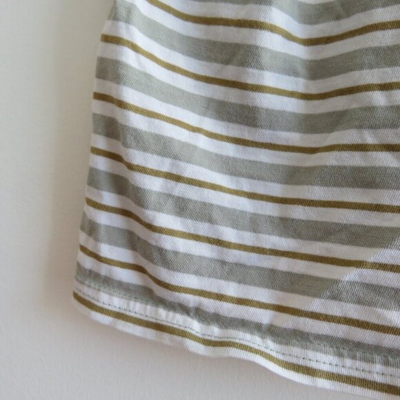 PACT Organic Cotton Seagrass Stripe Softspun V Neck T Shirt Basic Neutral Size S - Picture 14 of 15